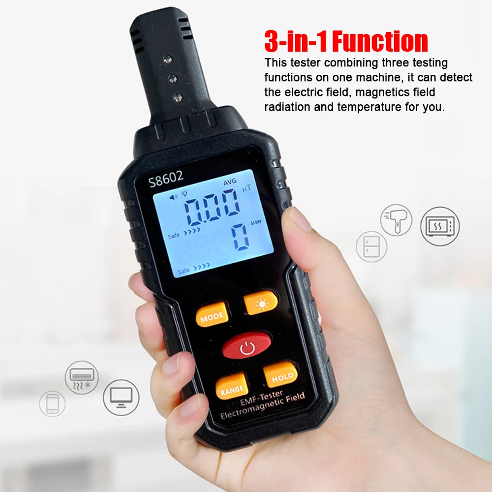 Handheld 3-in-1 Digital Radiation Dosimeter Electric Field Magnetics Field Temperature Detector Home Office Radiation Tester
Handheld 3-in-1 Digital Radiation Dosimeter Electric Field Magnetics Field Temperature Detector Home Office Radiation Tester