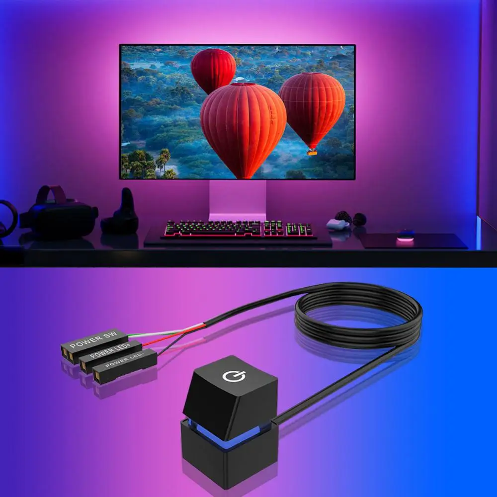 2M Colorful LED Computer Desktop Switch PC Motherboard External Power On/Off Button For Home Bedroom Office Supplies
2M Colorful LED Computer Desktop Switch PC Motherboard External Power On/Off Button For Home Bedroom Office Supplies