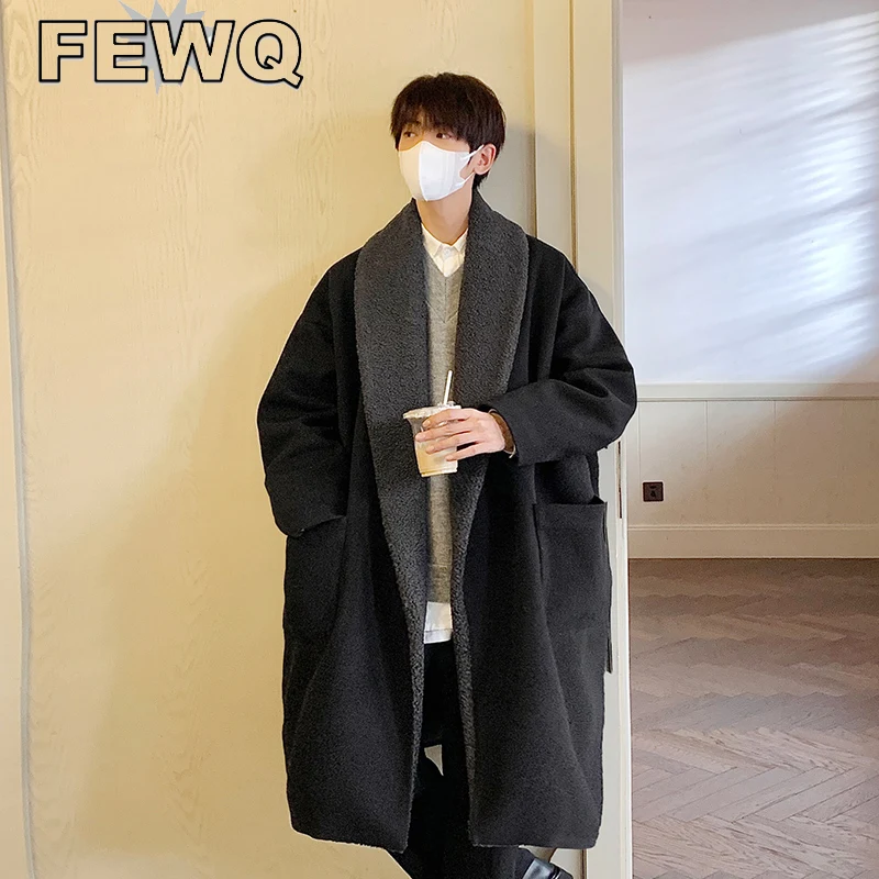 FEWQ Spliced Woolen Long Jacket Male Contrast Color Korean Fashion Turn-down Collar Casual Men's Outwears 2022 Winter New 24B272
FEWQ Spliced Woolen Long Jacket Male Contrast Color Korean Fashion Turn-down Collar Casual Men's Outwears 2022 Winter New 24B272