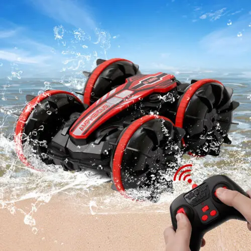 

2in1 RC Car 2.4GHz Remote Control Boat Waterproof Radio Controlled Stunt Car 4WD Vehicle All Terrain Beach Pool Toys for Boys