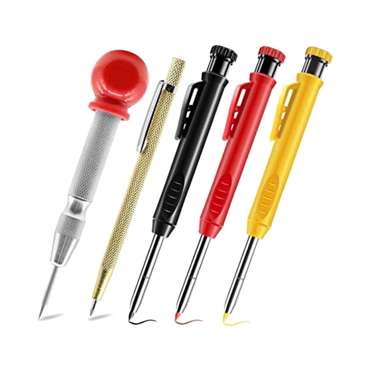Woodworking Pencil Set with Center Punch and Carbide Marker Solid Deep Hole Marking Pencils for Architect Studio
Woodworking Pencil Set with Center Punch and Carbide Marker Solid Deep Hole Marking Pencils for Architect Studio