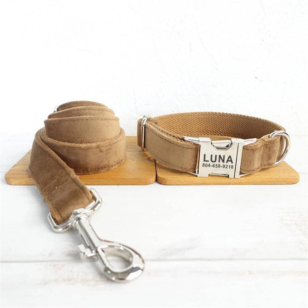 Personalized Pet Collar Customized Nameplate ID Tag Adjustable Soft Camel Brown Suede Fabric Cat Dog Collars Lead Leash
Personalized Pet Collar Customized Nameplate ID Tag Adjustable Soft Camel Brown Suede Fabric Cat Dog Collars Lead Leash
