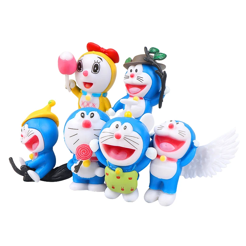 

6 шт. Аниме Doraemon Sister кавайная экшн-фигурка голубой толстый Дораэмон Nobita Коллекционная модель игрушки куклы стандарт кукла автомобиль
