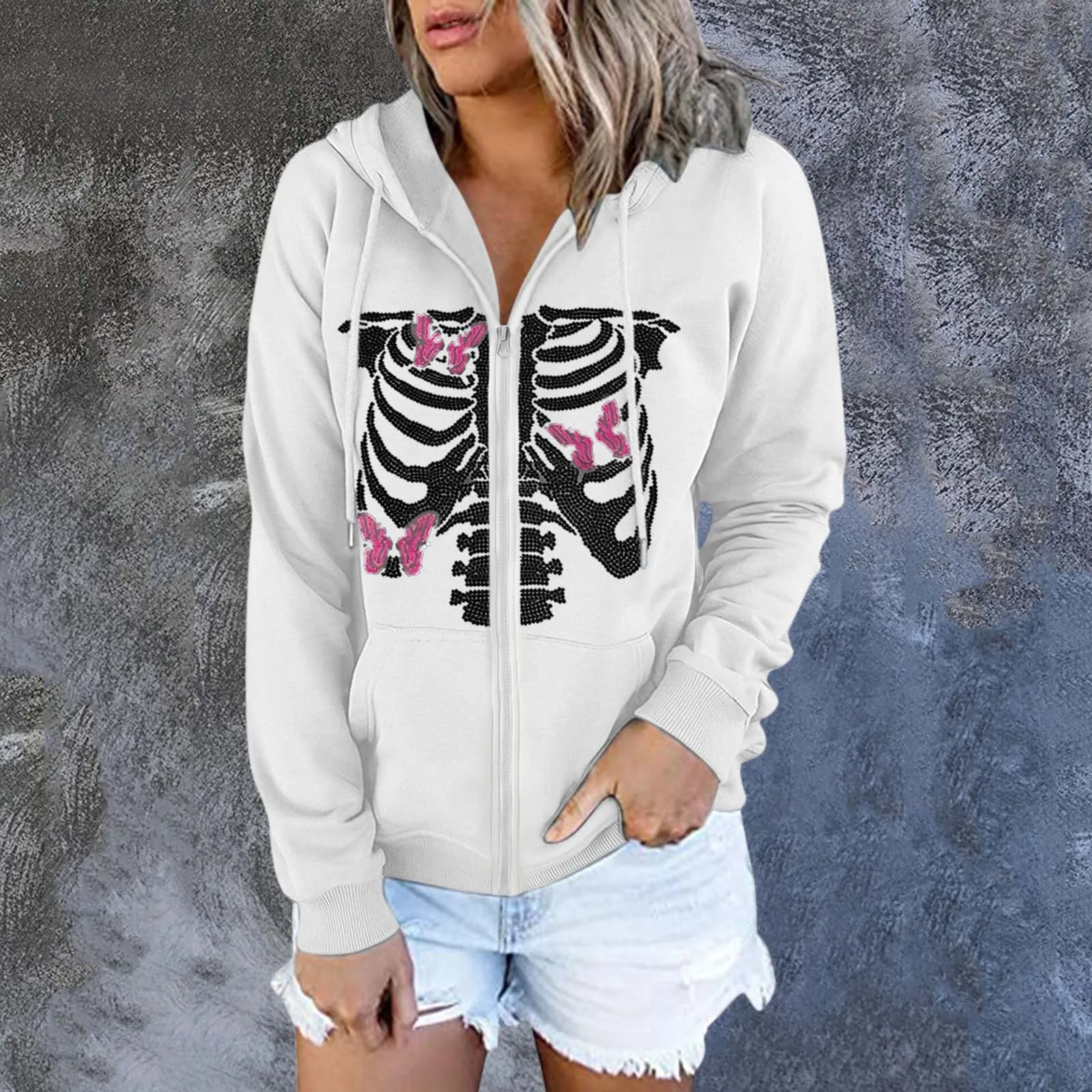 Womens Hoodies Pullover Womens Casual Long Sleeve Halloween Print Zipper Hooded Coat Sweatshirt Tops Women Lavender Sweater
Womens Hoodies Pullover Womens Casual Long Sleeve Halloween Print Zipper Hooded Coat Sweatshirt Tops Women Lavender Sweater