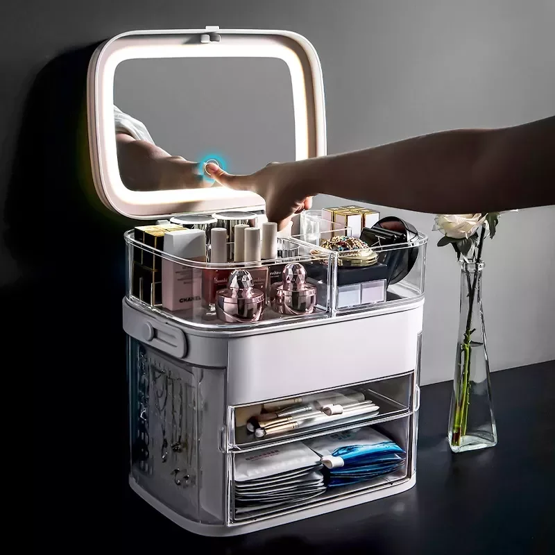 LED Mirror Cosmetic Organizer Portable Makeup Storage Box Jewelry Box Large Make Up Lipstick Container Bathroom Storage Case
LED Mirror Cosmetic Organizer Portable Makeup Storage Box Jewelry Box Large Make Up Lipstick Container Bathroom Storage Case