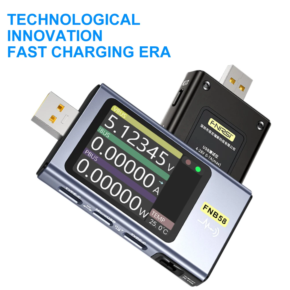 New FNB58 USB Tester Digital Voltmeter Ammeter Tester Type-C Fast Charging QC/PD Detection Trigger Capacity Measurement Tool
New FNB58 USB Tester Digital Voltmeter Ammeter Tester Type-C Fast Charging QC/PD Detection Trigger Capacity Measurement Tool