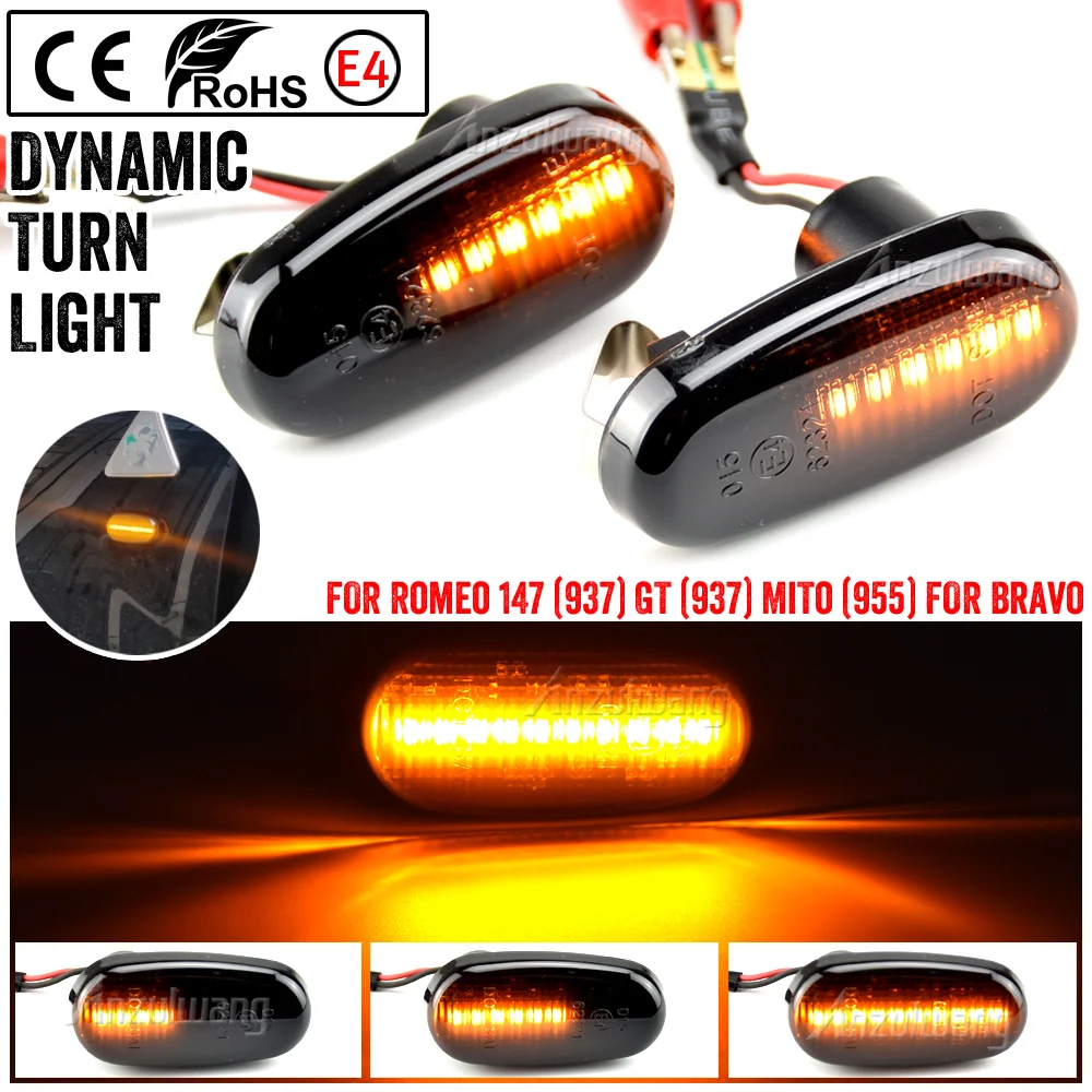 For Alfa Romeo Mito 955 147 GT 937 Fiat Bravo 2 Dynamic LED Side Marker Lights Arrow Turn Signal Flashing Blinker Lamp 2Pcs 
For Alfa Romeo Mito 955 147 GT 937 Fiat Bravo 2 Dynamic LED Side Marker Lights Arrow Turn Signal Flashing Blinker Lamp 2Pcs