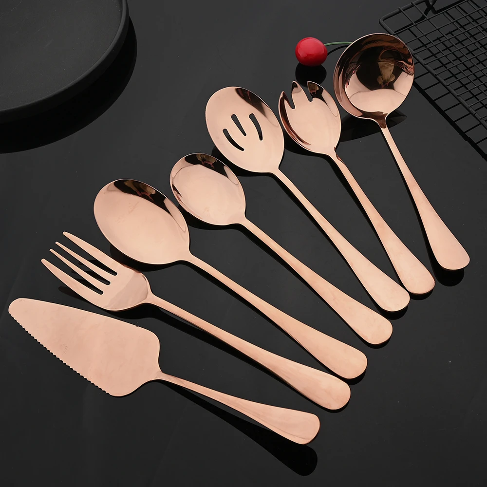 Rose Gold Dinnerware Cutlery Set Stainless Steel Tableware Service Fork Colander Spoon Cake Shovel Kitchen Dinner Flatware Set
Rose Gold Dinnerware Cutlery Set Stainless Steel Tableware Service Fork Colander Spoon Cake Shovel Kitchen Dinner Flatware Set