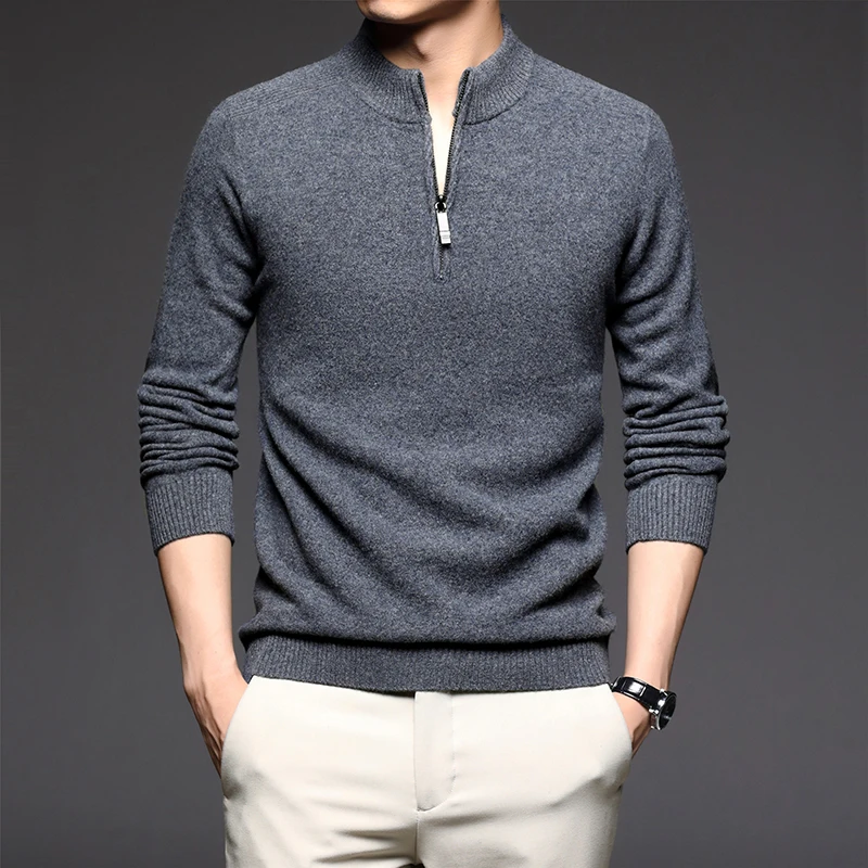 Autumn Half Zipped Stand Collar Thick Warm Pure Wool Sweater Male Korean Business Casual Men's Clothing Inner Sweater
Autumn Half Zipped Stand Collar Thick Warm Pure Wool Sweater Male Korean Business Casual Men's Clothing Inner Sweater