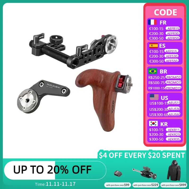 TILTA Nucleus-M Multi-function Monitor bracket Kit WLC-T03-MAK Left Side Wooden Handle Arri Standard Rosette Adapter
TILTA Nucleus-M Multi-function Monitor bracket Kit WLC-T03-MAK Left Side Wooden Handle Arri Standard Rosette Adapter