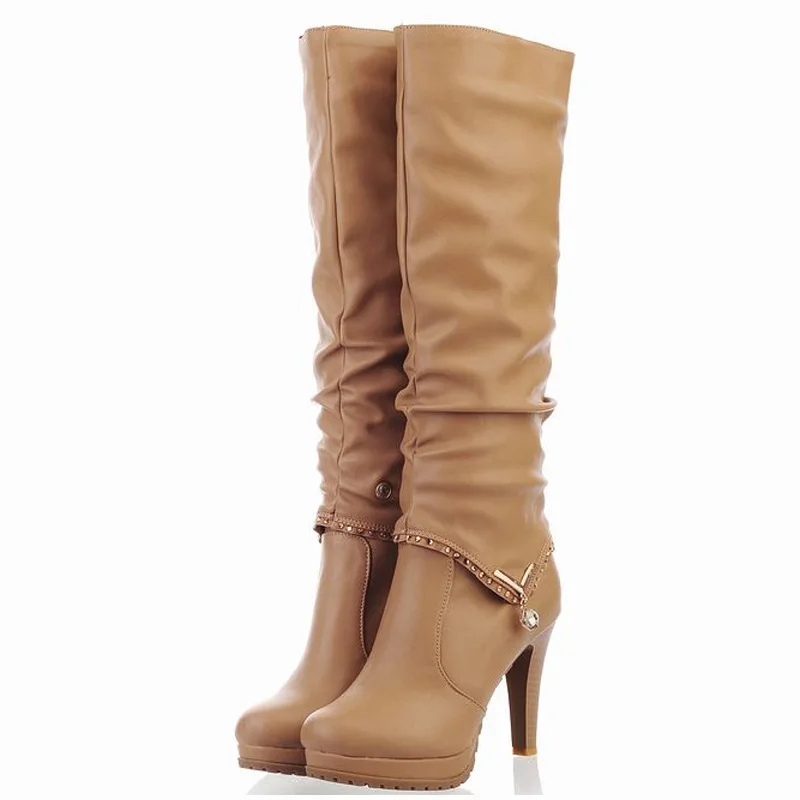 Women Shoes Black knee length Boots winter PU Leather 10cm Heel Comfortable Shoes rhinestone Waterproof Boots Ladies Shoes34-43
Women Shoes Black knee length Boots winter PU Leather 10cm Heel Comfortable Shoes rhinestone Waterproof Boots Ladies Shoes34-43