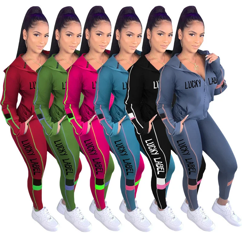 Plus Size Two Set Piece Lucky Label Women Fall Clothes Sweatsuit Top Jacket Sport Pants Fitness Outfit Matching Set Dropshpping
Plus Size Two Set Piece Lucky Label Women Fall Clothes Sweatsuit Top Jacket Sport Pants Fitness Outfit Matching Set Dropshpping