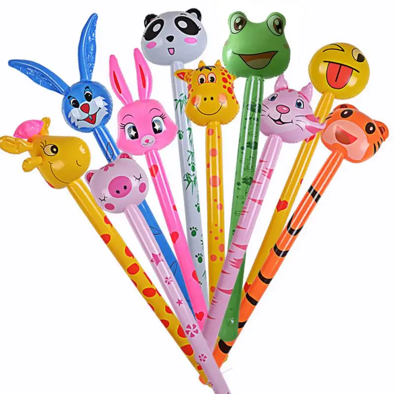 

10 In 1Cartoon Inflatabel Animal Long Inflatable Hammer No Wounding Stick Baby Children Toys Random