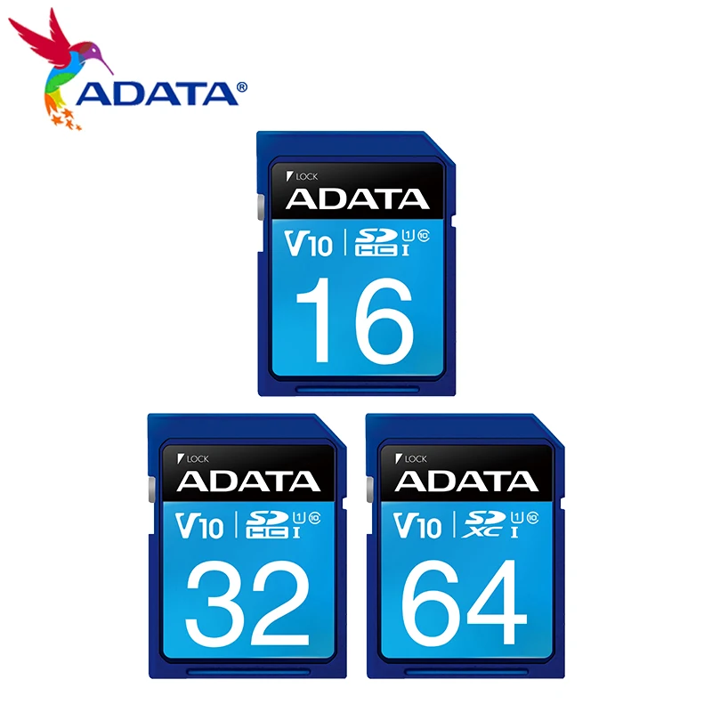

Original ADATA high Speed SD Card 64GB 32GB 16GB U1 C10 SDXC/SDHC UHS-I Memory Card V10 Video Fast for Digital Camera