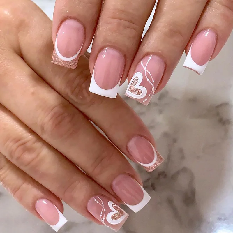 24 простая Белая французская Золотая пудра Love Sweet Pink Ins стиль Европейский квадратный тип ношения ногтей Искусственные ногти оптовая продажа
24 простая Белая французская Золотая пудра Love Sweet Pink Ins стиль Европейский квадратный тип ношения ногтей Искусственные ногти оптовая продажа