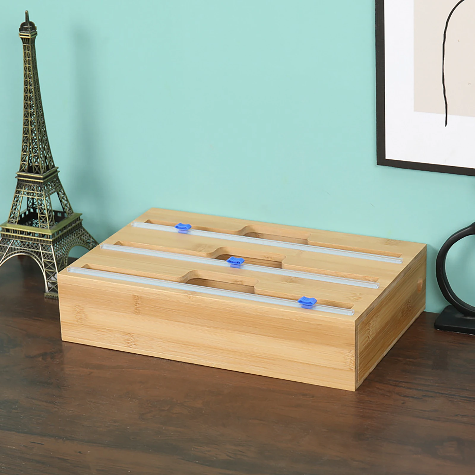 3 in 1 Bamboo Wrap Dispenser with Cutter Plastic Wrap Aluminum Foil Holder Kitchen Roll Organizer
3 in 1 Bamboo Wrap Dispenser with Cutter Plastic Wrap Aluminum Foil Holder Kitchen Roll Organizer