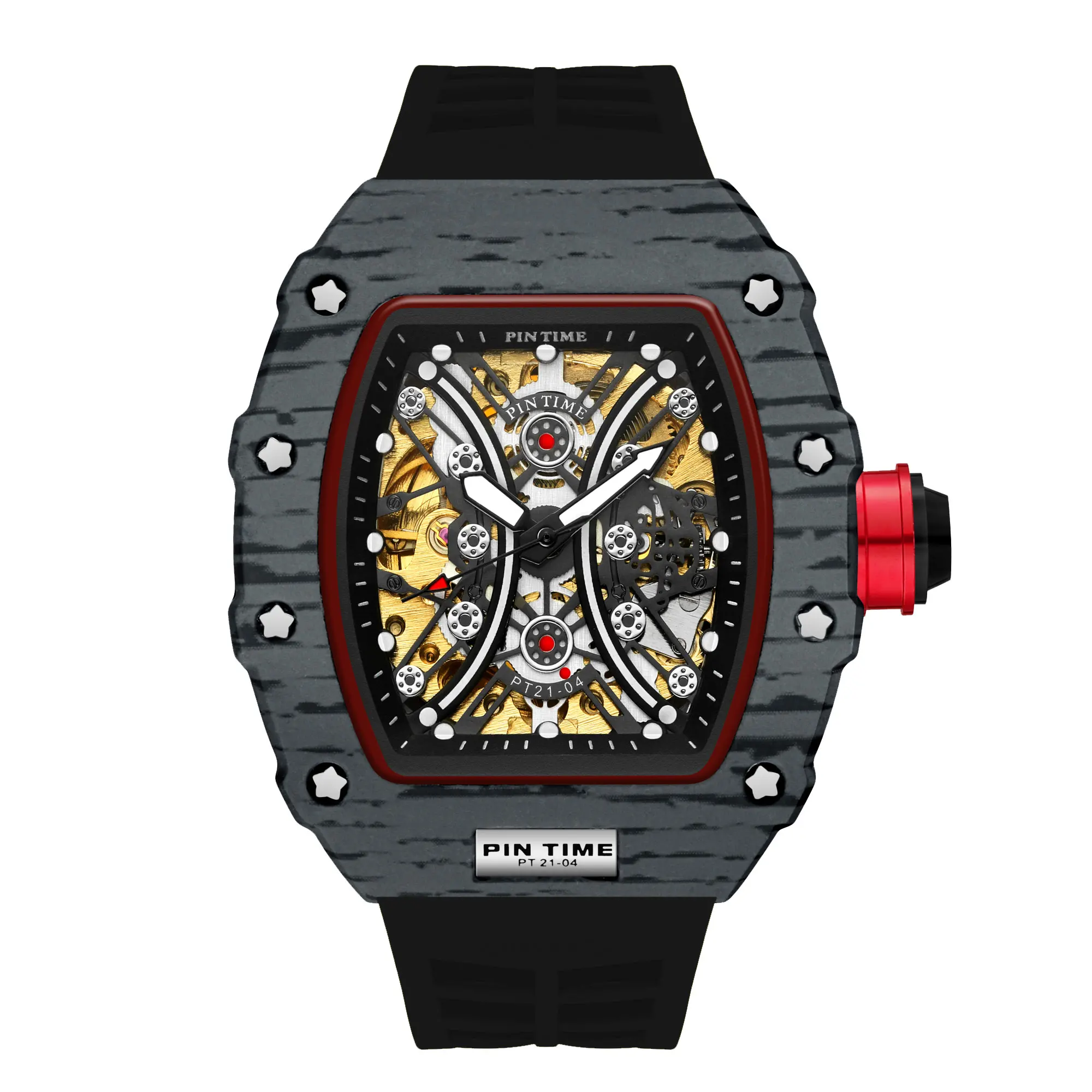 PINTIME 12 Color Visable Mechanical Men Watch Rubber Strap Automatic Movement RM Design Sweep Glide Luxury Wristwatches
PINTIME 12 Color Visable Mechanical Men Watch Rubber Strap Automatic Movement RM Design Sweep Glide Luxury Wristwatches