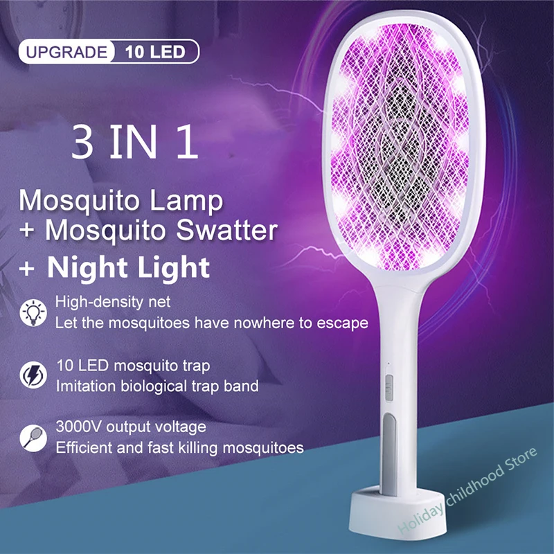 10LED Trap Mosquito Killer Lamp Electric Flies Swatter USB Rechargeable Summer Mosquito Trap Racket Anti Insect Bug Zapper 3000V
10LED Trap Mosquito Killer Lamp Electric Flies Swatter USB Rechargeable Summer Mosquito Trap Racket Anti Insect Bug Zapper 3000V