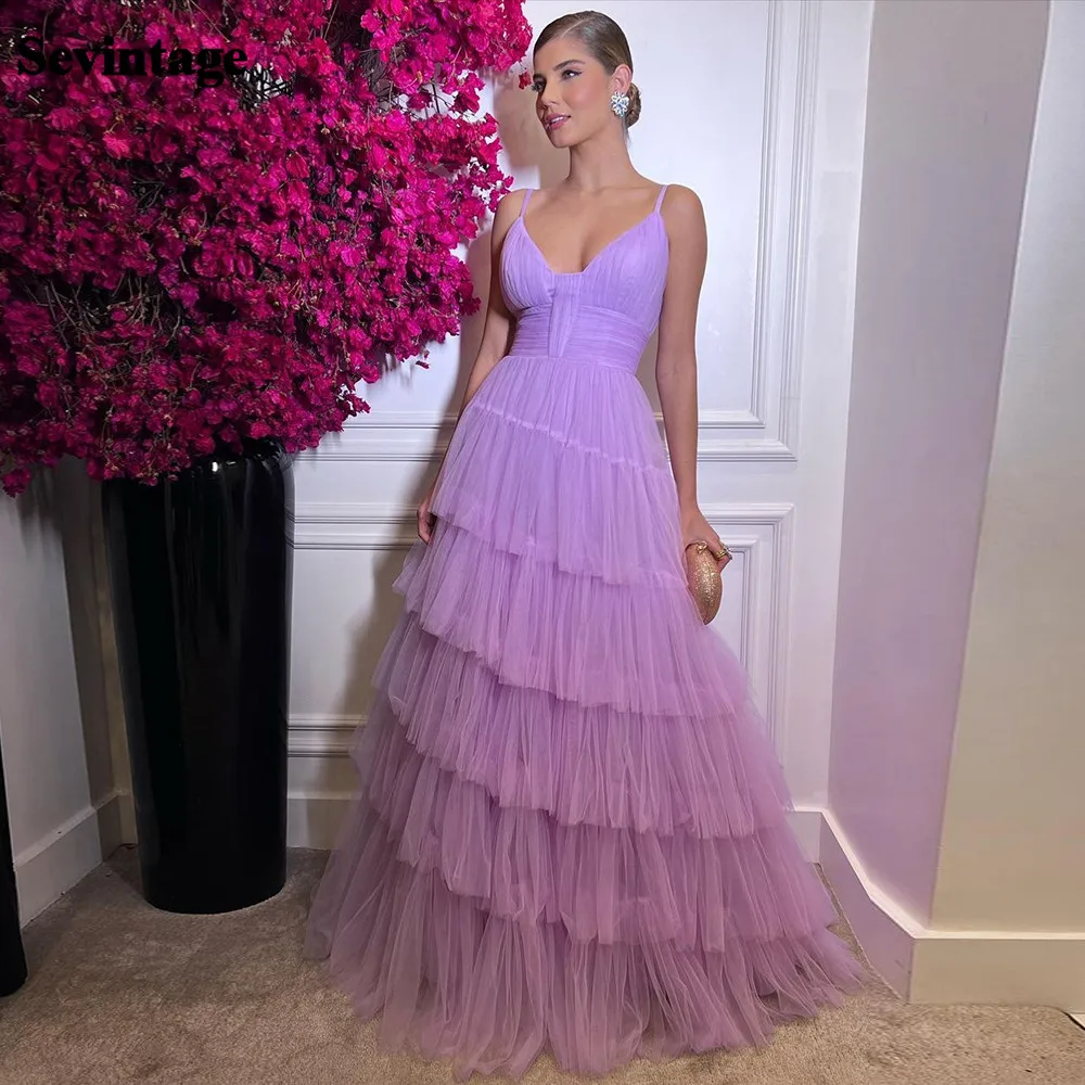 Sevintage Lavender Tulle Long Prom Party Dress Layered Skirt Spaghetti Straps Backless Women Evening Gowns Formal Event Dresses
Sevintage Lavender Tulle Long Prom Party Dress Layered Skirt Spaghetti Straps Backless Women Evening Gowns Formal Event Dresses