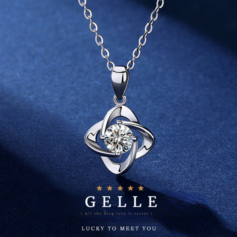 PT950 White Gold Plated 1 Carat D Color Moissanite Necklace Diamond Women Clover Clasp Chain Platinum Pendant Birthday Gift Girl
PT950 White Gold Plated 1 Carat D Color Moissanite Necklace Diamond Women Clover Clasp Chain Platinum Pendant Birthday Gift Girl