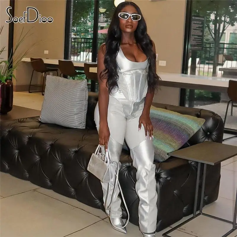 Soefdioo Pu Leather Patchwork Two Piece Set Women Sexy U-Neck Sleeveless Tops+Wide Leg Pants Matched 2023 Fall Hipster Outfits
Soefdioo Pu Leather Patchwork Two Piece Set Women Sexy U-Neck Sleeveless Tops+Wide Leg Pants Matched 2023 Fall Hipster Outfits