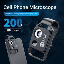 APEXEL Digital 200X Microscope Lens with CPL Mobile LED Guide Light Lamp Micro Pocket SuperMacro Lens for iPhone Samsung phones