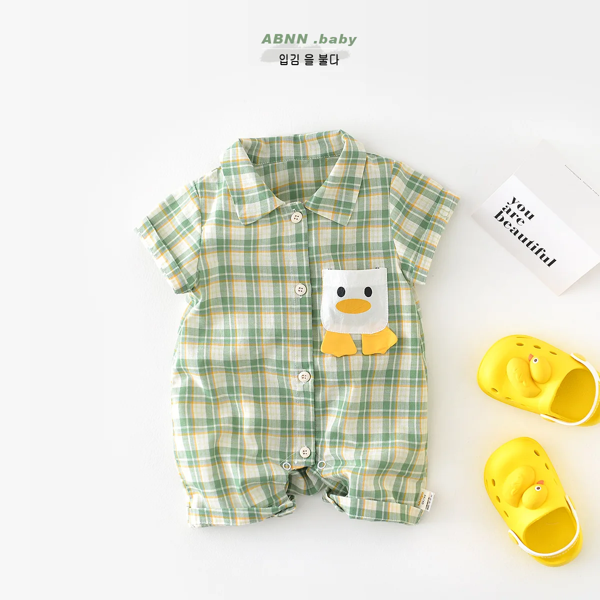 Summer Fashion Newborn Boy Girl Cardigan Plaid Jumpsuit Infant Cartoon Pocket Short Sleeves Onesie Toddler Baby Cotton Romper
Summer Fashion Newborn Boy Girl Cardigan Plaid Jumpsuit Infant Cartoon Pocket Short Sleeves Onesie Toddler Baby Cotton Romper