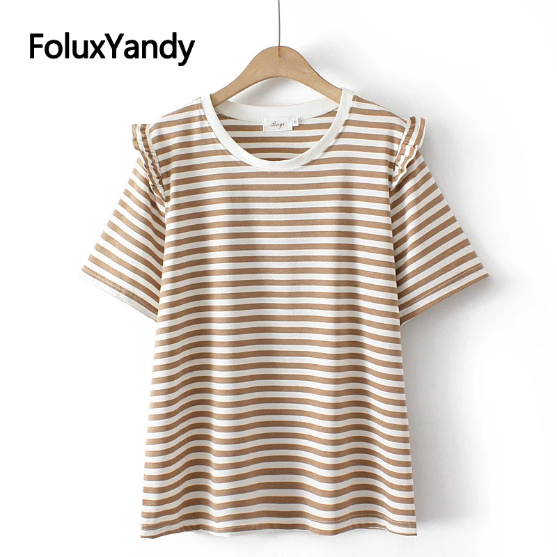 2022 New Striped Women Summer Tops O Neck Plus Size Tops Ruffles Short Sleeve T-shirts KKFY6007
2022 New Striped Women Summer Tops O Neck Plus Size Tops Ruffles Short Sleeve T-shirts KKFY6007