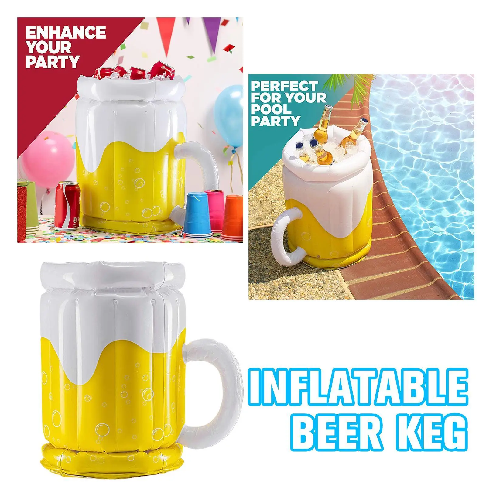 

1PC Inflatable PVC Beer Mugs Coolers Summer Beach Water Toys Soda Ice Bucket Drinking Cup Home Bar Party Cold Water Drinks Mugs