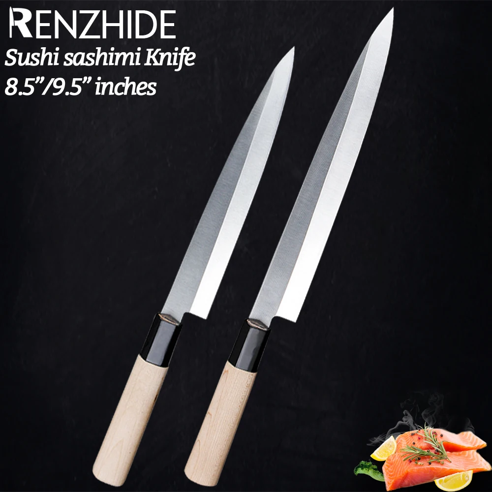 

Рыболовный филе RZD из нержавеющей стали 4CR13, японский шеф-нож для суши, сашими, ножи для разделения нарезки, 9,5 дюйма, инструмент с деревянной ручкой