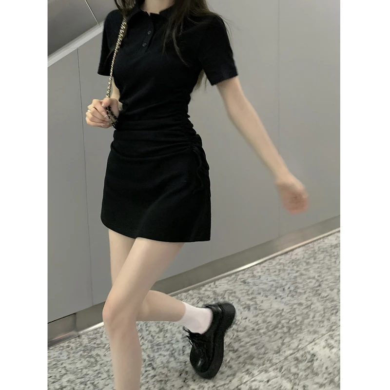 Polo collar dress women's summer Korean version 2022 new slim slim slim drawstring sweet Spice Girl Hip Wrap small black skirt
Polo collar dress women's summer Korean version 2022 new slim slim slim drawstring sweet Spice Girl Hip Wrap small black skirt