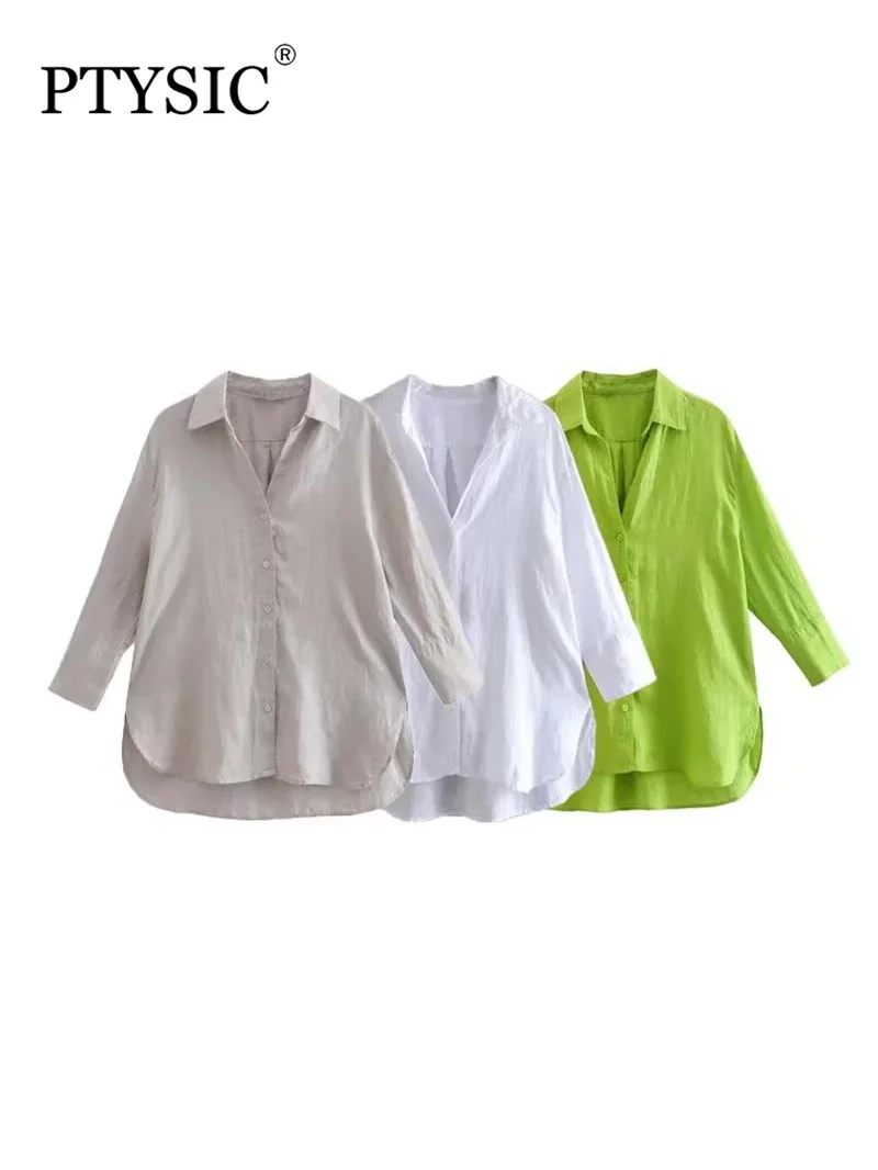 PTYSIC Women Casual With Linen Solid Loose Asymmetrical Shirts 2022 Summer Full Sleeve Single Breasted Normore Tops
PTYSIC Women Casual With Linen Solid Loose Asymmetrical Shirts 2022 Summer Full Sleeve Single Breasted Normore Tops