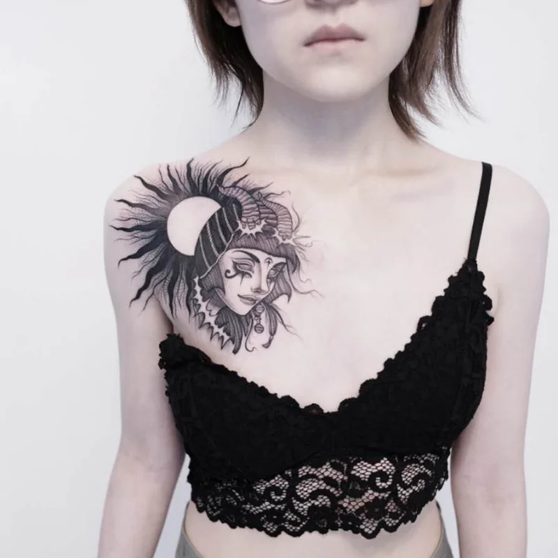 15*21cm Waterproof Men's and Women's Long-lasting Dark and Sun Accompanied By Aries Chest Collarbone Shoulder Tattoo Stickers
15*21cm Waterproof Men's and Women's Long-lasting Dark and Sun Accompanied By Aries Chest Collarbone Shoulder Tattoo Stickers