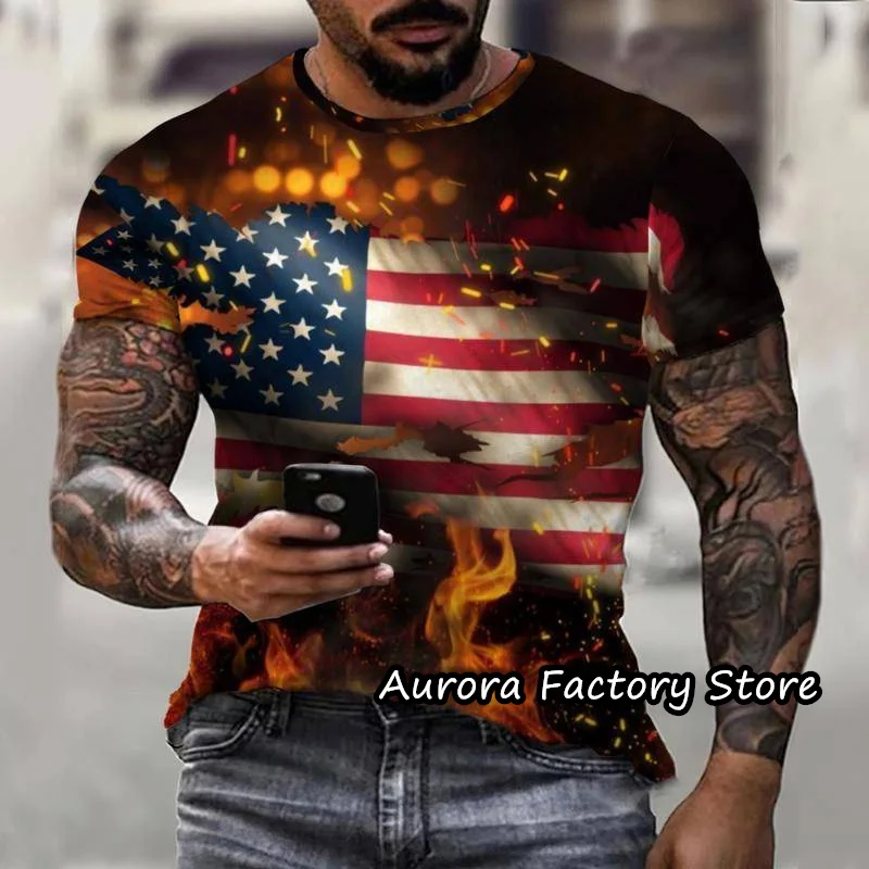 Men's Summer American Flag Print T-Shirt Fashion Short Sleeve Clothing Casual Tops Tees
Men's Summer American Flag Print T-Shirt Fashion Short Sleeve Clothing Casual Tops Tees