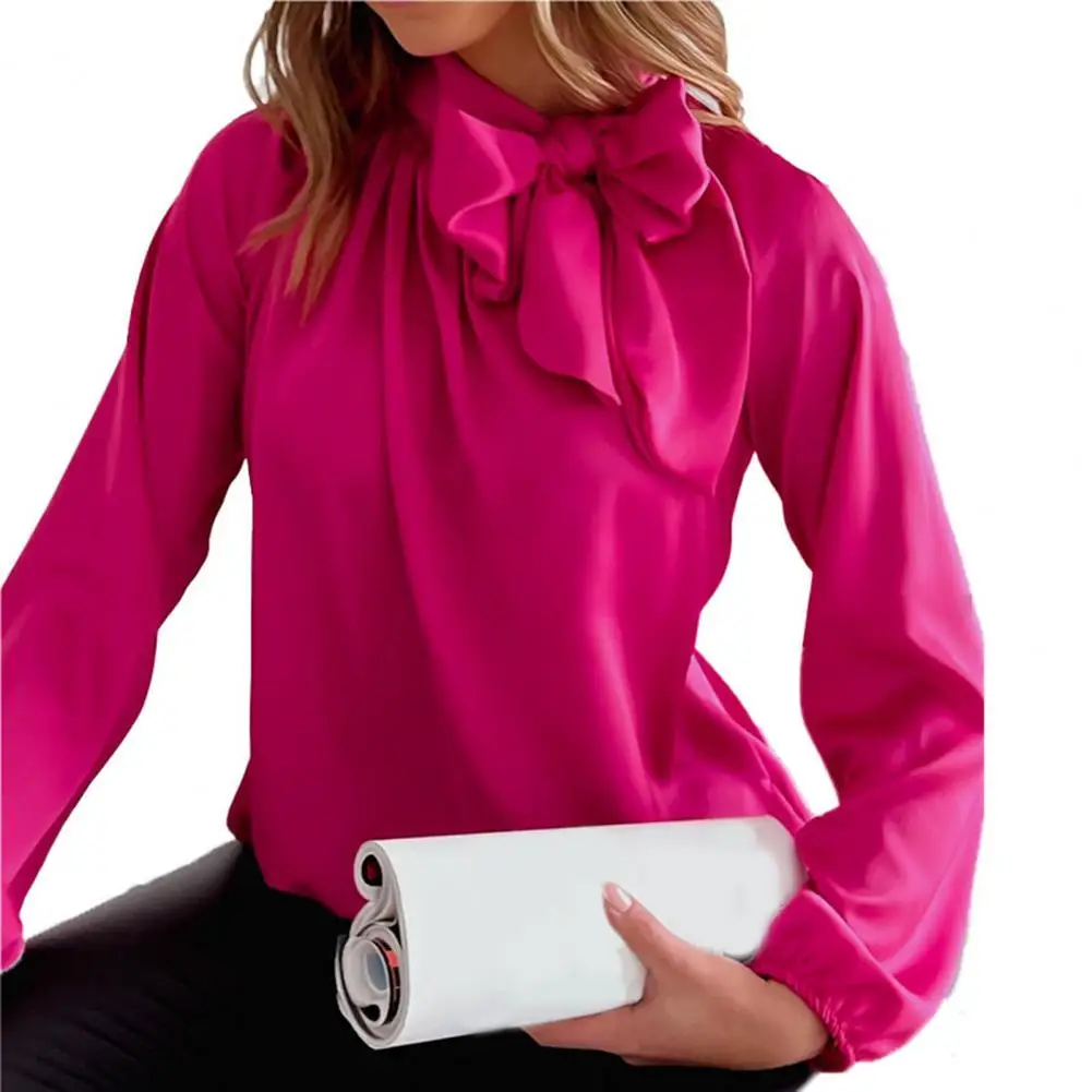 Woman Blouse Ruffle Shrink Resistant Bow-knot Decor Turtleneck Long Sleeves Chiffon Pullover Tops for Date Office Clothing
Woman Blouse Ruffle Shrink Resistant Bow-knot Decor Turtleneck Long Sleeves Chiffon Pullover Tops for Date Office Clothing