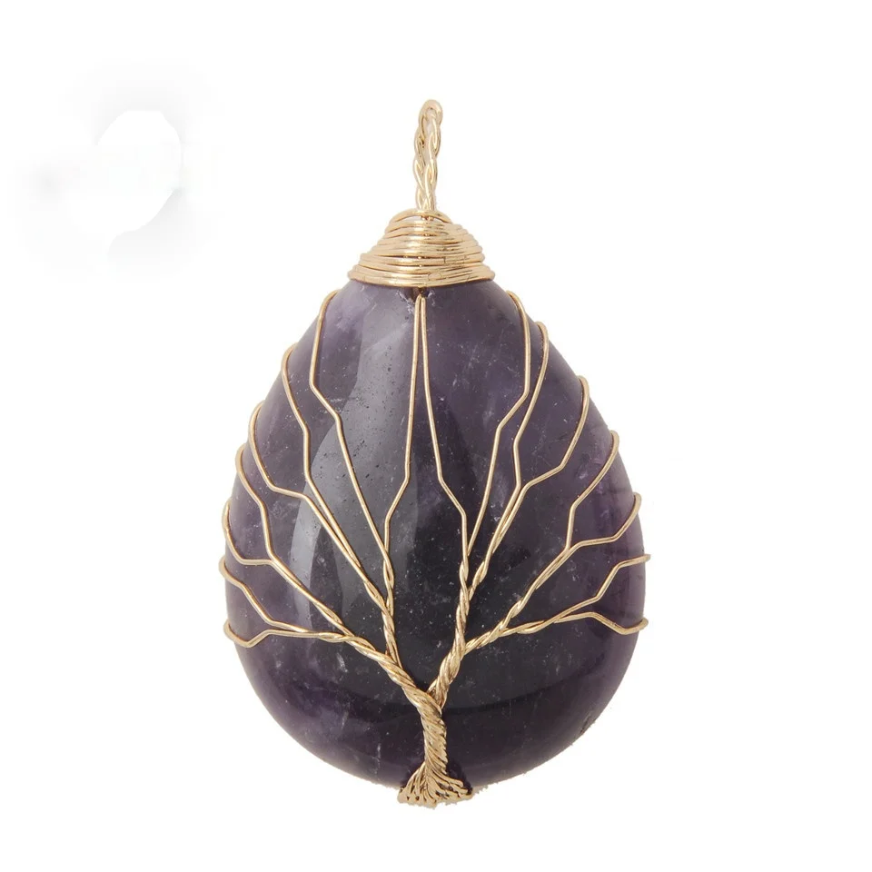 Natural Stone Pendant Purple/Pink Color Rose Stone With Brass Color Tree of Life Wire Wrap Water Drop Fashion Pendant
Natural Stone Pendant Purple/Pink Color Rose Stone With Brass Color Tree of Life Wire Wrap Water Drop Fashion Pendant
