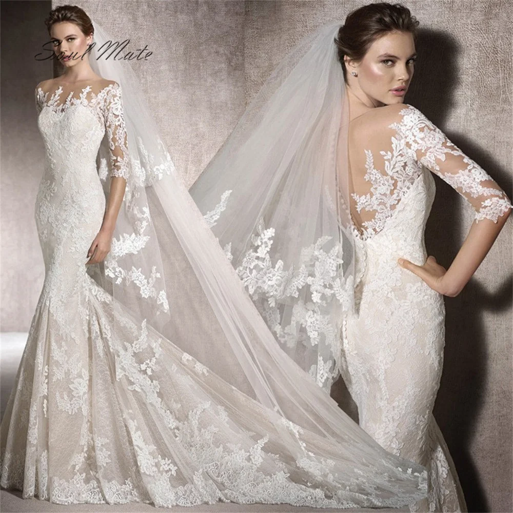 Elegant Mermaid 2022 Wedding Dress For Women Lace Appliques O Neck Bridal Gown Illusion Back White Bridal Dress Robe De Mariée
Elegant Mermaid 2022 Wedding Dress For Women Lace Appliques O Neck Bridal Gown Illusion Back White Bridal Dress Robe De Mariée