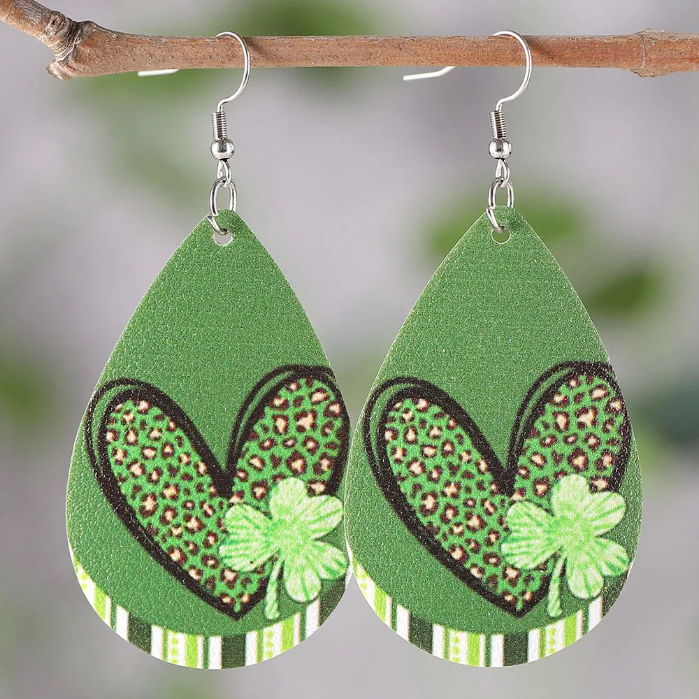 Creative Green Polka Dots Love Leather Earrings Irish St. Patrick's Clover Drops PU Bohemian Leather Earrings
Creative Green Polka Dots Love Leather Earrings Irish St. Patrick's Clover Drops PU Bohemian Leather Earrings