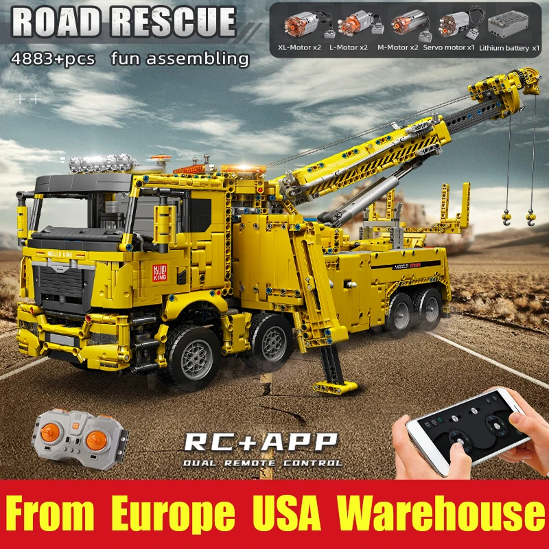 MOULD KING 17028 High-Tech Car Toys The APP&RC Control Road Rescue Truck Model Assembly Building Blocks Brick Kid Christmas Gift
MOULD KING 17028 High-Tech Car Toys The APP&RC Control Road Rescue Truck Model Assembly Building Blocks Brick Kid Christmas Gift