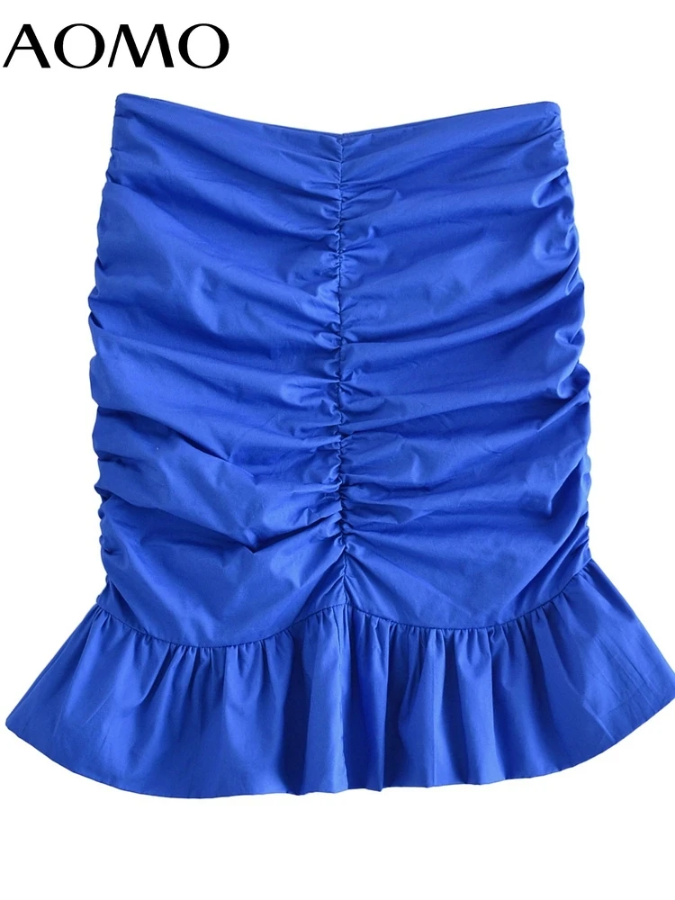 AOMO 2022 Women Blue Cotton Pleated Ruffles Skirts Zipper French Style Female Mini Skirt QN79A
AOMO 2022 Women Blue Cotton Pleated Ruffles Skirts Zipper French Style Female Mini Skirt QN79A