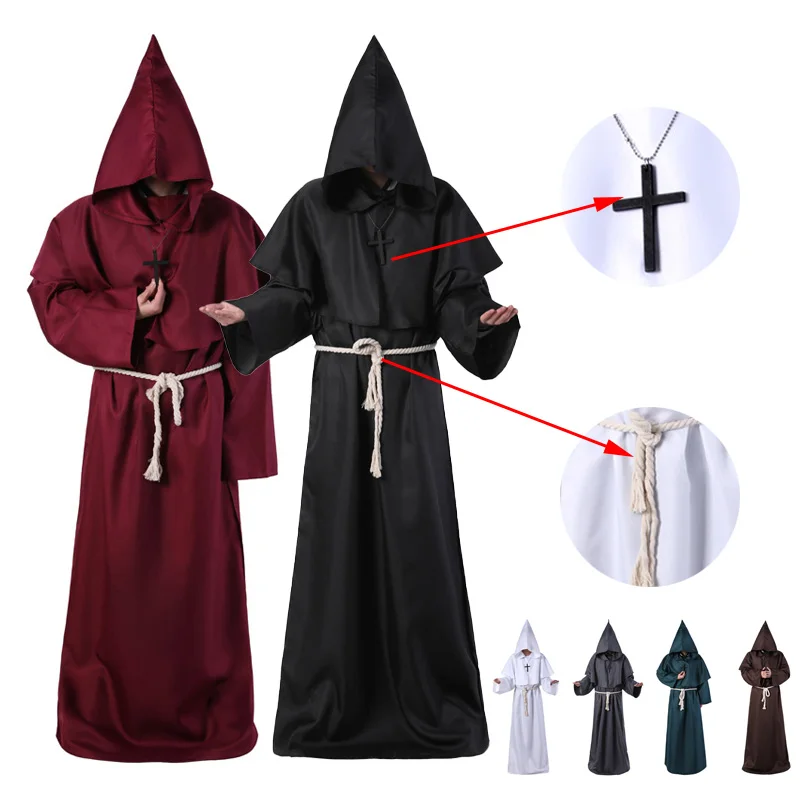 Medieval Witch Wizard Halloween Cosplay Costume Monk Friar Robe Priest Costume Ancient Clothing Christian Cape Party Clothes
Medieval Witch Wizard Halloween Cosplay Costume Monk Friar Robe Priest Costume Ancient Clothing Christian Cape Party Clothes