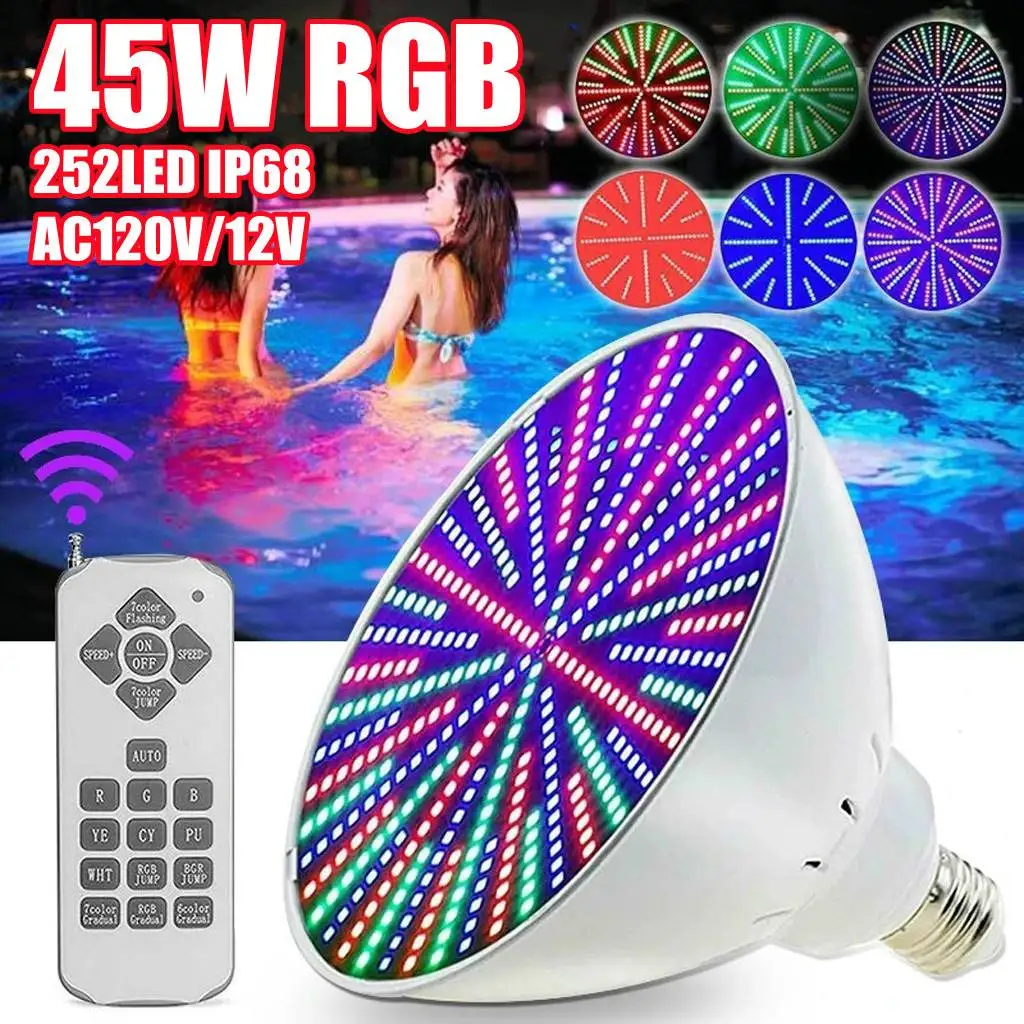 45W RGB Swimming Pool Light with Remote Control RGB Underwater LED Light IP68 Submersible Led Lights E27 Garden Party Decoration 
45W RGB Swimming Pool Light with Remote Control RGB Underwater LED Light IP68 Submersible Led Lights E27 Garden Party Decoration
