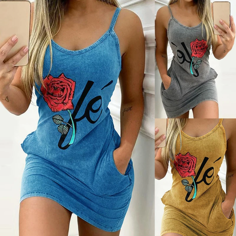 Rose Flower Tight Dress Women's Sleeveless Casual Fashion Slim V-neck Sling Beach Party Skirt Summer 2022
Rose Flower Tight Dress Women's Sleeveless Casual Fashion Slim V-neck Sling Beach Party Skirt Summer 2022