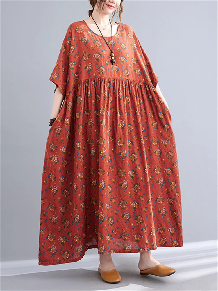 2022 Summer Cotton Short Sleeve Vintage Floral Dresses For Women Casual Loose Long Ladies Dress Elegant Vestidos Female Clothing
2022 Summer Cotton Short Sleeve Vintage Floral Dresses For Women Casual Loose Long Ladies Dress Elegant Vestidos Female Clothing