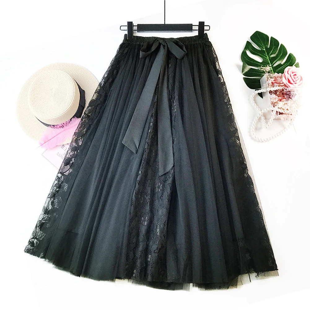 Large Swing Elegant Women Skirt Lace Long Summer Mesh Bows Fashion Free Size Solid Elastic Waist Tutu Casual
Large Swing Elegant Women Skirt Lace Long Summer Mesh Bows Fashion Free Size Solid Elastic Waist Tutu Casual