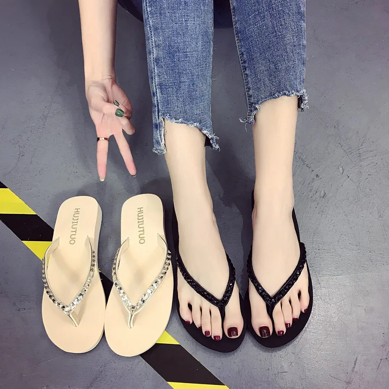 Women's Platform Flip-Flops Summer Wedge Rhinestone Mid Heel Non-Slip Platform Slippers Outer Wear 3152
Women's Platform Flip-Flops Summer Wedge Rhinestone Mid Heel Non-Slip Platform Slippers Outer Wear 3152