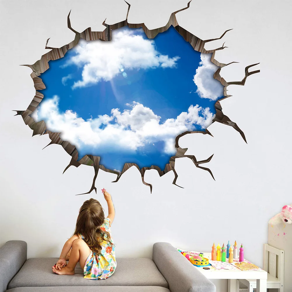 New 3D Blue Sky White Clouds Wall Sticker For Kids Rooms Ceiling Roof Wall Decal Home Decor Self-adhesive Floor Art Mural Poster
New 3D Blue Sky White Clouds Wall Sticker For Kids Rooms Ceiling Roof Wall Decal Home Decor Self-adhesive Floor Art Mural Poster