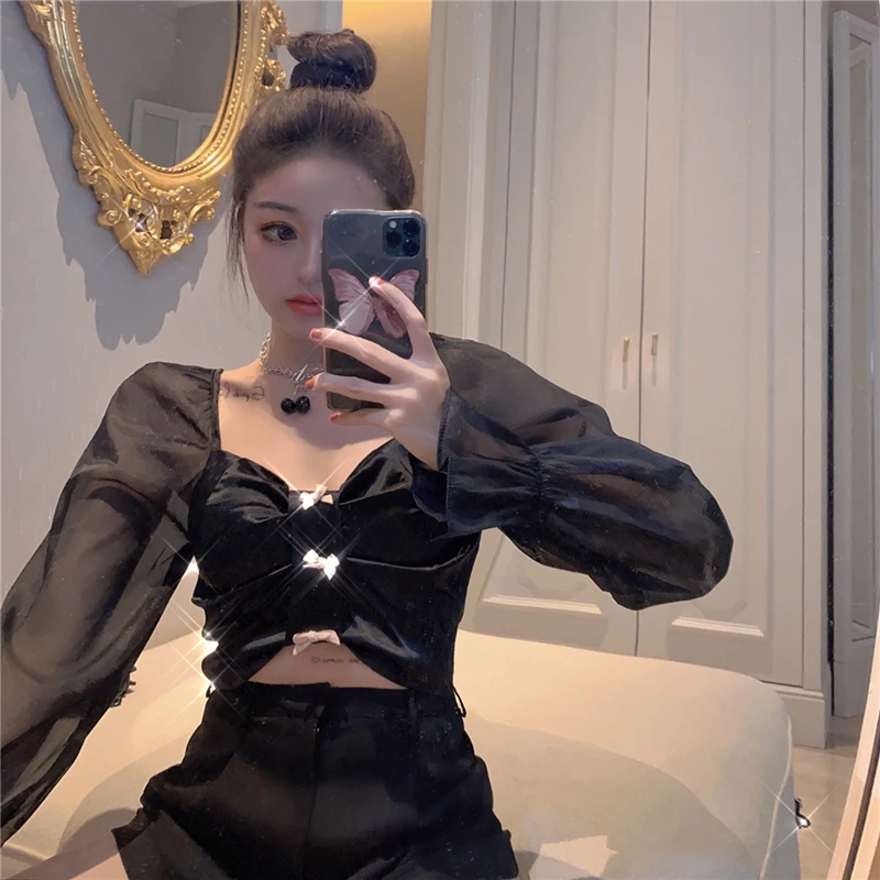 A GIRLS Blouses Women Bow Patchwork Sweet Korean Cropped Lovely College Chic Spring Sheer Top Ladies Retro Ins Clothing Blusas
A GIRLS Blouses Women Bow Patchwork Sweet Korean Cropped Lovely College Chic Spring Sheer Top Ladies Retro Ins Clothing Blusas