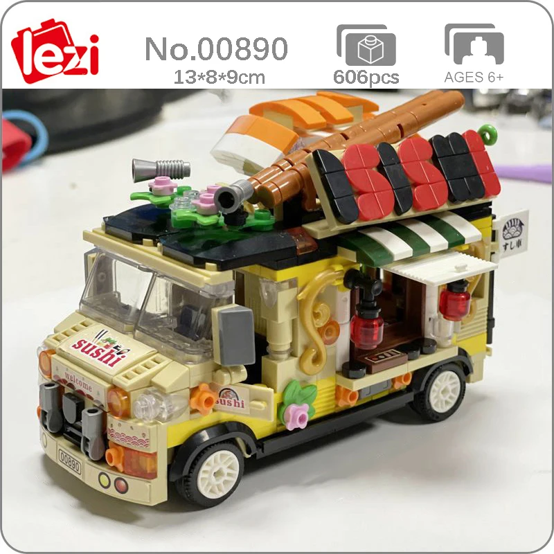 Lezi 00890 Vehicle World Seafood Salmon Rice Sushi Car Food Truck Model DIY Mini Blocks Bricks Building Toy for Children no Box
Lezi 00890 Vehicle World Seafood Salmon Rice Sushi Car Food Truck Model DIY Mini Blocks Bricks Building Toy for Children no Box