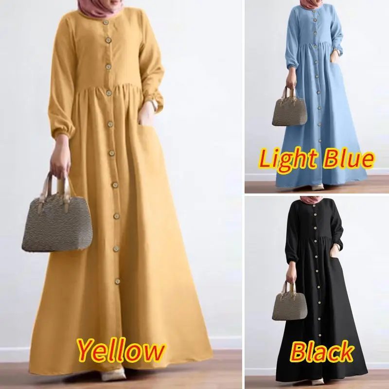 Muslim Abayat Dress Literary Temperament Cotton Robe Femme Musulman Long Sleeve Round Neck Big Swing Ladies Dress
Muslim Abayat Dress Literary Temperament Cotton Robe Femme Musulman Long Sleeve Round Neck Big Swing Ladies Dress